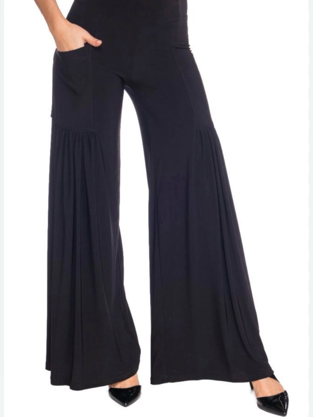 NWT Last Tango black wide-leg palazzo pants Sz XL